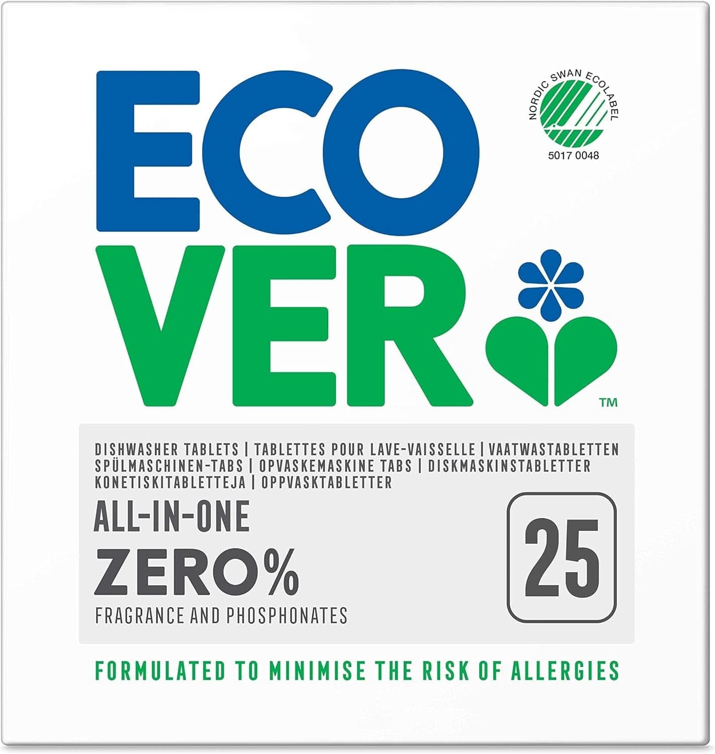 Ecover ZERO Allt-i-ett, diskmaskinskapslar (25 Tabs/500 gram) Köksdiskmedel Naty Shop