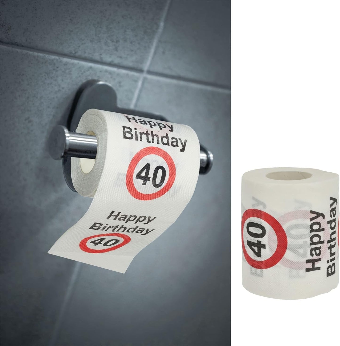 Set med 4 toalettpapper "Grattis på 40-årsdagen" │40-årsdagen 24 meter 2-tyger 180Gr/Qm │ Toalettpappersmotiv toalettpapper (4 x toalettpapper 40)