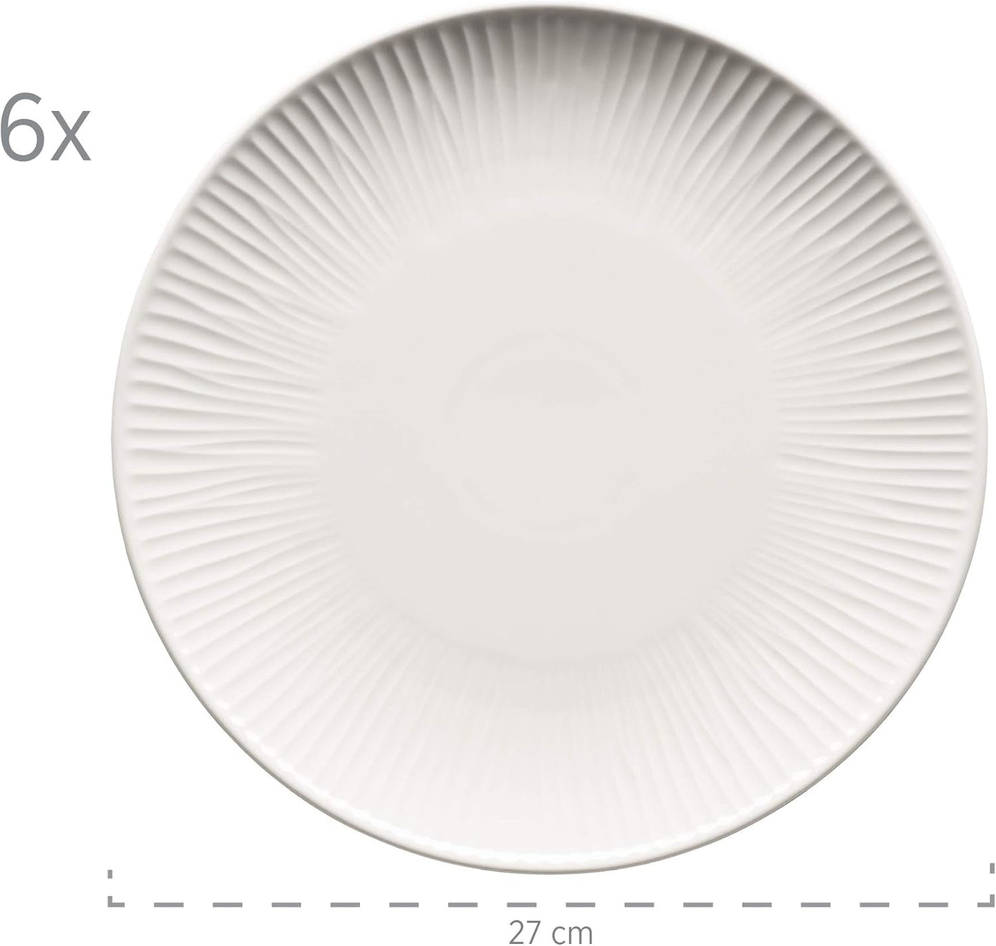 MÄSER 931461 Dalia Middagsservering för 6 av högkvalitativt hotellporslin, vitt, 12-delat tallrikset i vintagedesign, slitstarkt porslin