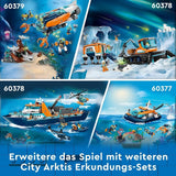 LEGO City Arctic Research Ship, stor flytande leksaksbåt med helikopter, uppblåsbar båt, Rov-ubåt, vikingavrak, 7 minifigurer och späckhuggarfigur, present till barn från 7 år och uppåt 60368 Byggset Besuche den LEGO-Store