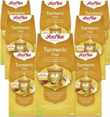 Yogi Tea - Kurkuma Chai Ekologiskt kryddat ayurvediskt te Koffeinfritt Gurkmeja Kanel Ingefärsblandning Yogi Te Lös 8 x 90 g (720 g) Förpackning Idealisk present