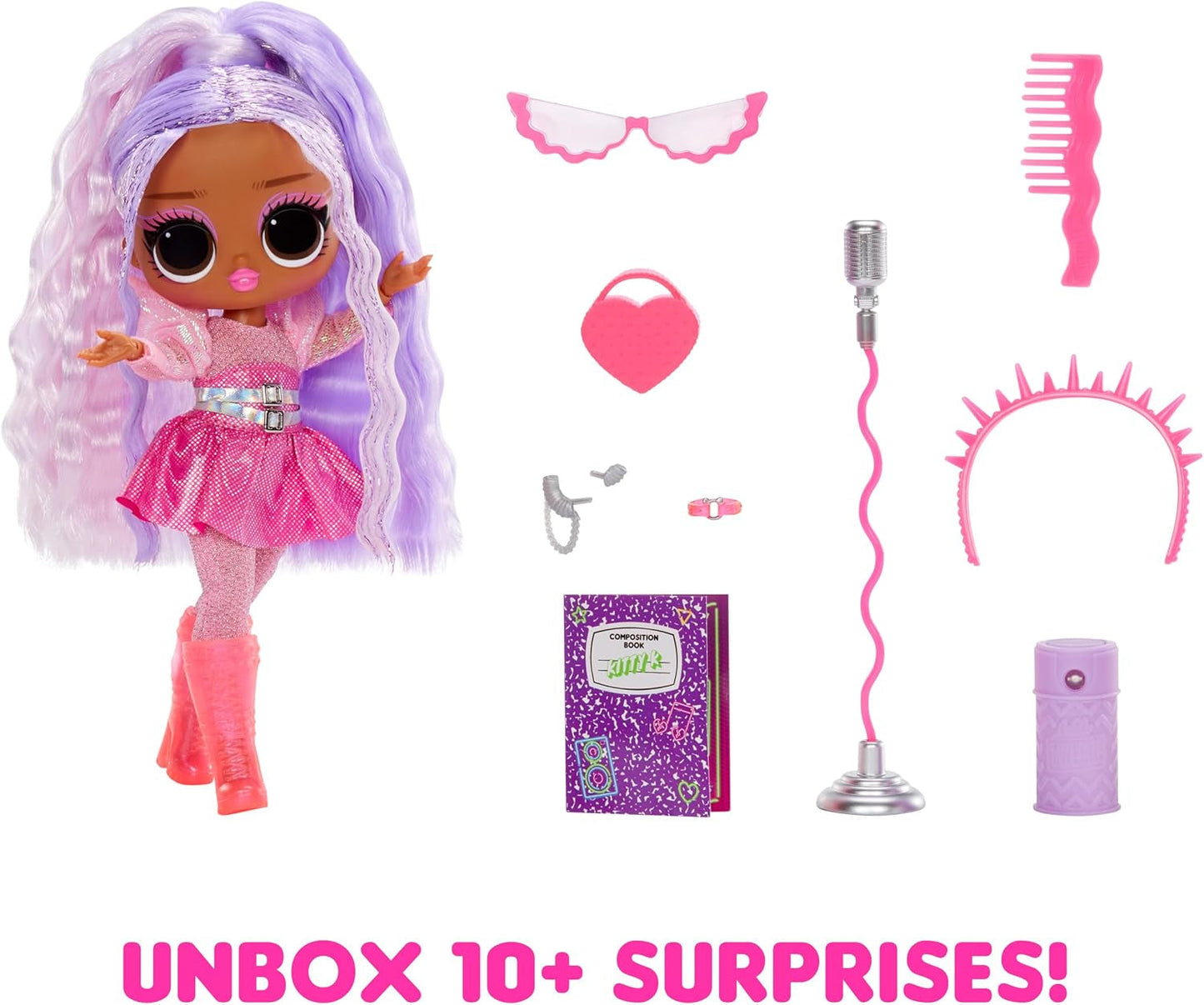 L.O.L. Överraskning! Tweens Neon Pop Stars - Kitty K - 1 modedocka med bakgrundsbelysta överraskningar och 10+ Pop Star-kläder och tillbehör, inklusive retromikroband, present till barn 4+ Naty Shop Dolls