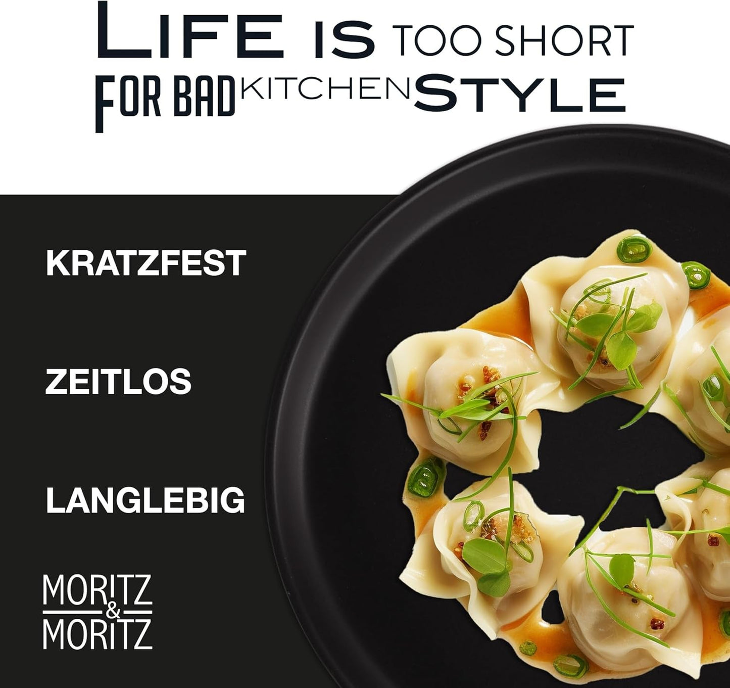 Moritz & Moritz NORDIC 6-personers servisset - 18-delat svart servisset i stengods - Skandinavisk design - 6-personers Robust servisset för dagligt bruk och gäster - Kombinationsset för servis