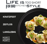 Moritz & Moritz NORDIC 6-personers servisset - 18-delat svart servisset i stengods - Skandinavisk design - 6-personers Robust servisset för dagligt bruk och gäster - Kombinationsset för servis