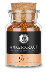 Ankerkraut Gyros, Gewürzmischung für Gyros, egal ob aus der Pfanne oder vom Grill, mit Zwiebel, Knoblauch, Mejram, Spikummin, Piment och mehr, 80 g im Korkenglas