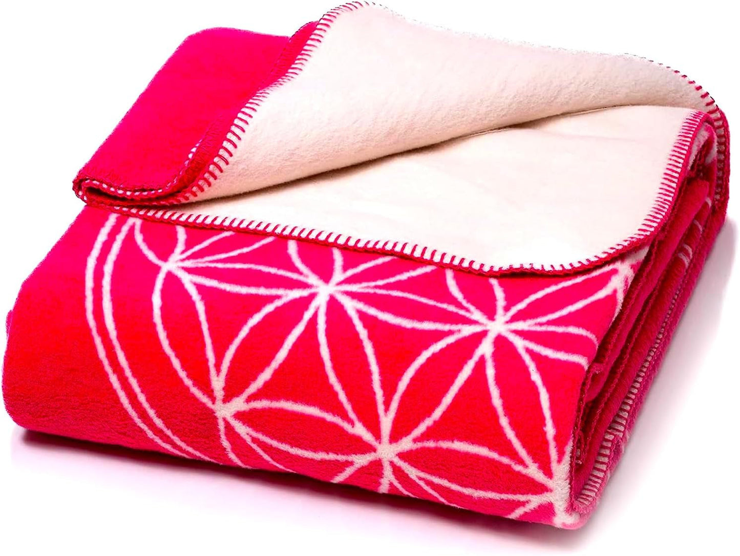 Glat bekväm filt Flower of Life Pink-Ecru XL, 150X200 Cm, extra fluffig som sofffilt sofffilt, yogafilt livfilt, plysch soffpläd Sängar och filtar Glat Pink-Ecru 150X200Cm
