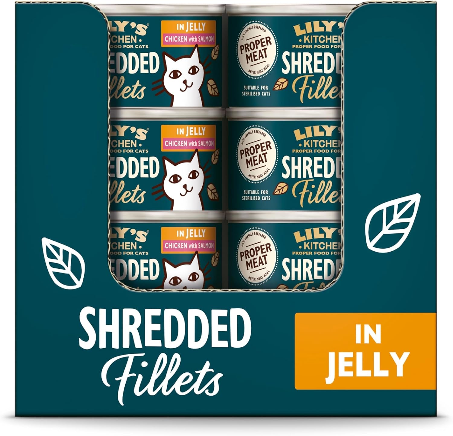 Lily's Kitchen Aus Naturichen Ingrediens hermestellung Zerkleinerte filéer i Gelee med Hühnchen och Lachs Ausgewachsen Nassfutter für Katzen 70 g Dos