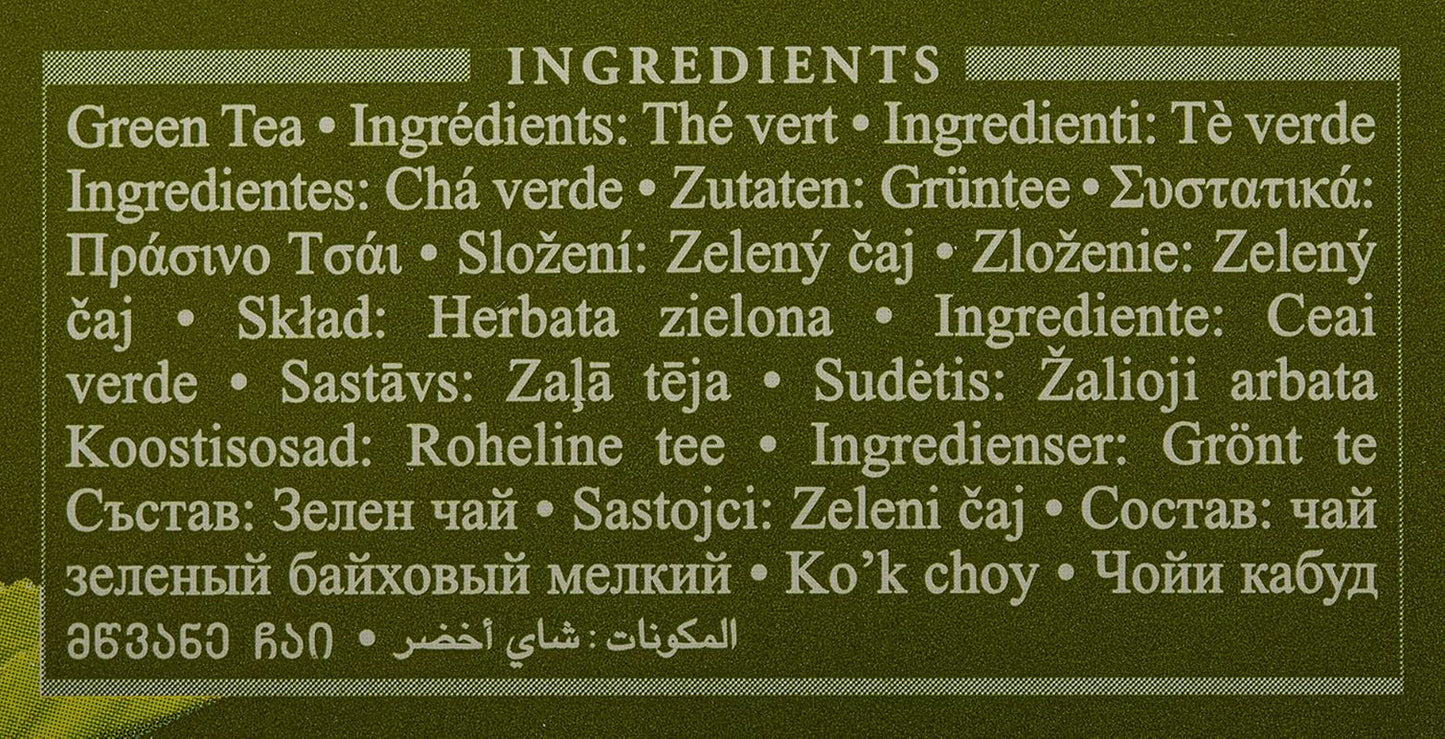 Ahmad Tea - Grönt te - Smakförseglade individuellt förpackade tepåsar med 2 g te per portion - 20 bandade tepåsar (paket med 2)