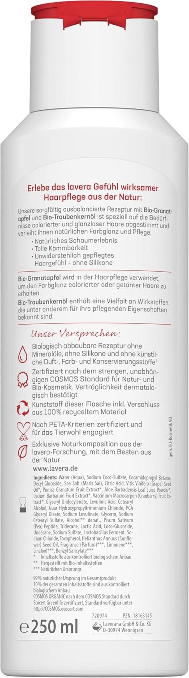 Lavera Care Shampoo Color Shine & Care, vegan, 250 ml Dusch och bad Naty Shop