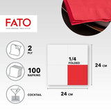 - Engångspappersservetter, idealiska för aptitretare och cocktails, förpackning med 100 servetter, storlek 24X24, 4-faldig, 2 lager, röd färg, 100 % rent cellulosapapper, Fsc-certifierat