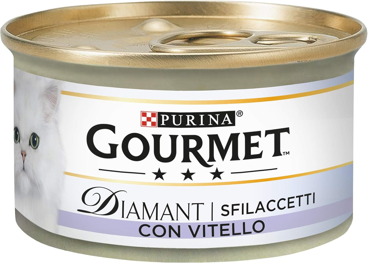 Diamant våtfoder för vuxna katter, filéer med kalvkött, 24 burkar à 85 g styck