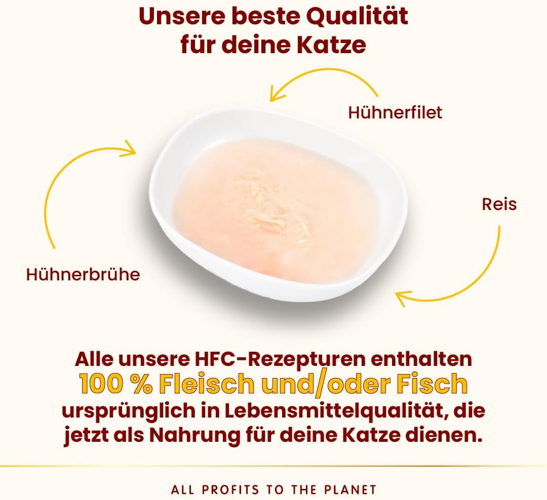 almo nature HFC Hydration Help Wet Cat Food - Kycklingsoppa och kycklingfiléer - Lämplig för mänsklig användning, Glutenfri, Monoprotein, 50 g, 24 stycken, 1,2 kg