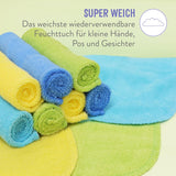 Bambino Mio återanvändbara babyservetter - Basic - Miljövänliga, Kemikaliefria, Dubbelsidiga, Tvättbara, 10-pack, Moln - Förpackningen kan variera