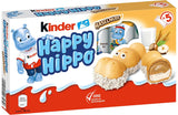 Kinder Happy Hippo Hasselnöt - Specialknäckiga rån med mjölk och hasselnötskräm - Karneval och Mardi Gras sötsaker - 1 förpackning innehållande 5 individuella barer på 20,7 g vardera