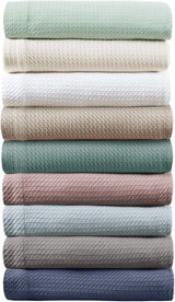 Madison Park 100 % egyptisk bomull Andas täckefilt Premium Stickad Lyxsäsong Lättviktsöverdrag för bäddsoffa och soffa Hel/Queen Bed Rose Naty Shop Täcken och täcken