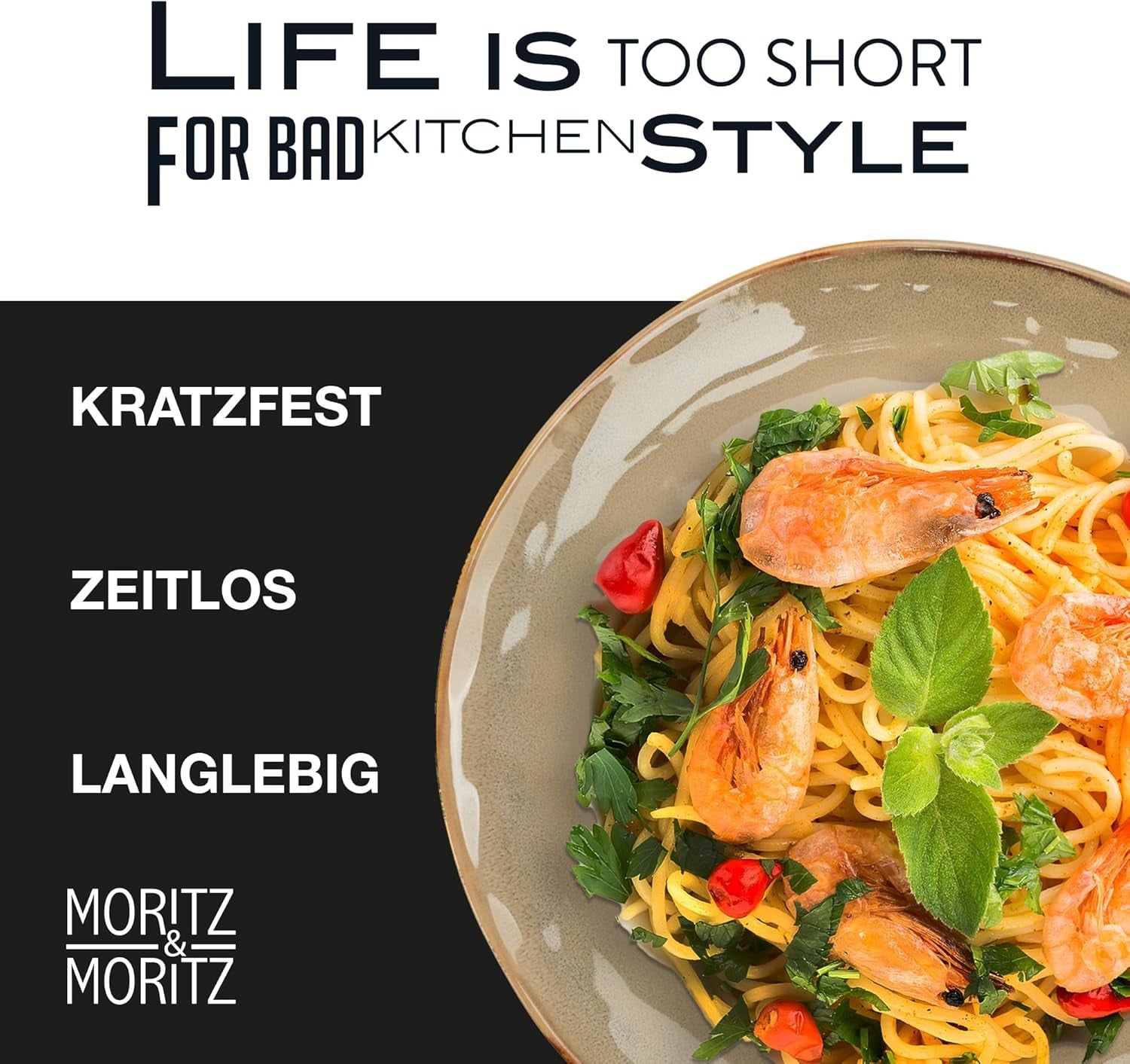 Moritz & Moritz COPA 16-tlg Geschirrset 4 Personen - Elegantes Teller Set från hohrstandigem Steinzeug - Geschirr Set 4 Personen från je 4x Dinnerteller, Dessertteller, Müslischale & Kaffeebecher