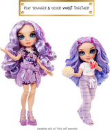 Rainbow High Junior High PJ Party Doll - Violett - 22 cm med mjuk jumpsuit, tofflor och lektillbehör - Barnleksak - Perfekt för 4-12 år