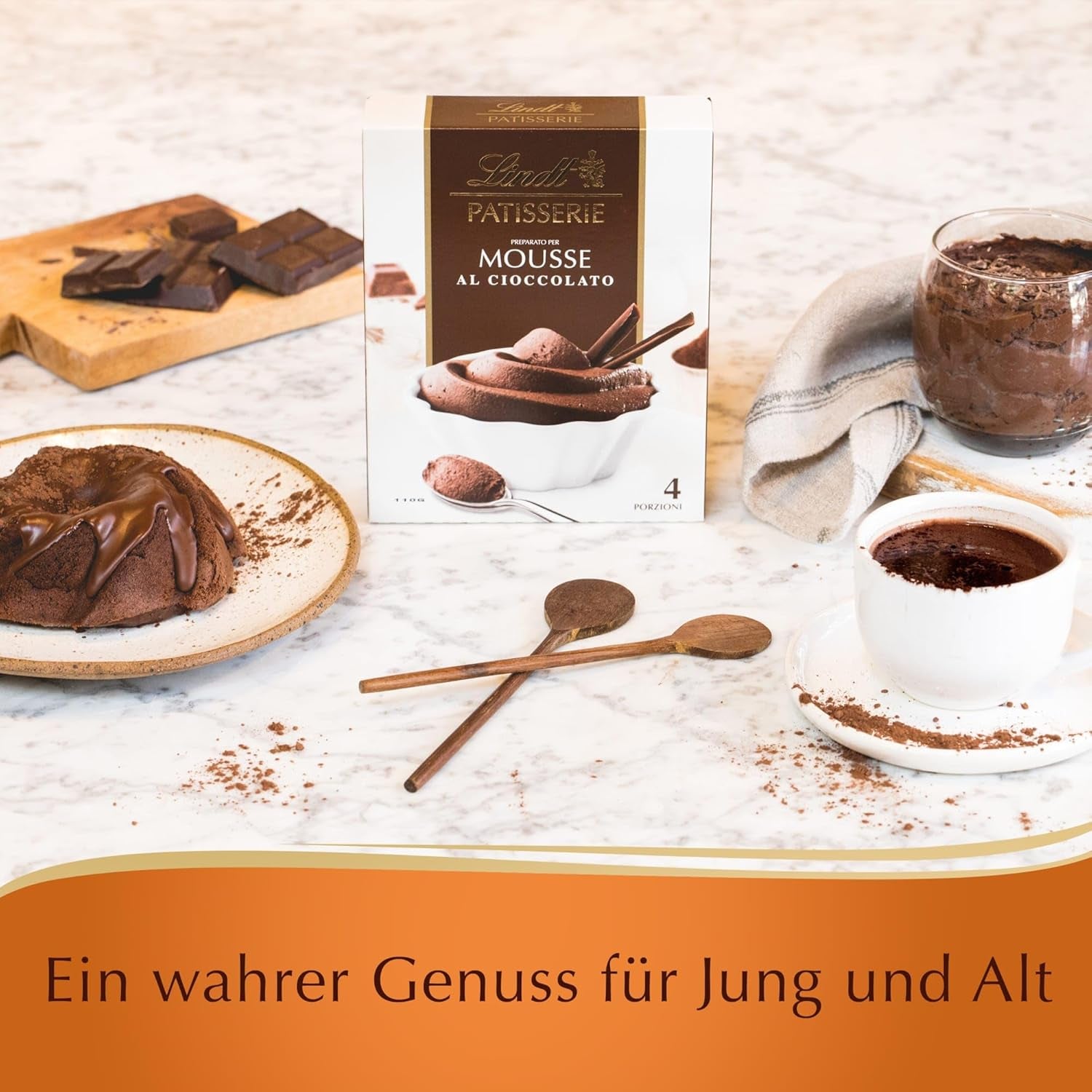 Lindt Schokolade - PATISSERIE Mousse Au Chocolat | 6 X 110 G | Backmischung Für 4 Portionen Fluffige Mousse Al Cioccolato Aus Finester Schokolade | Konditori | Backmix | Schokoladengeschenk Mix för bakning och matlagning Naty Shop