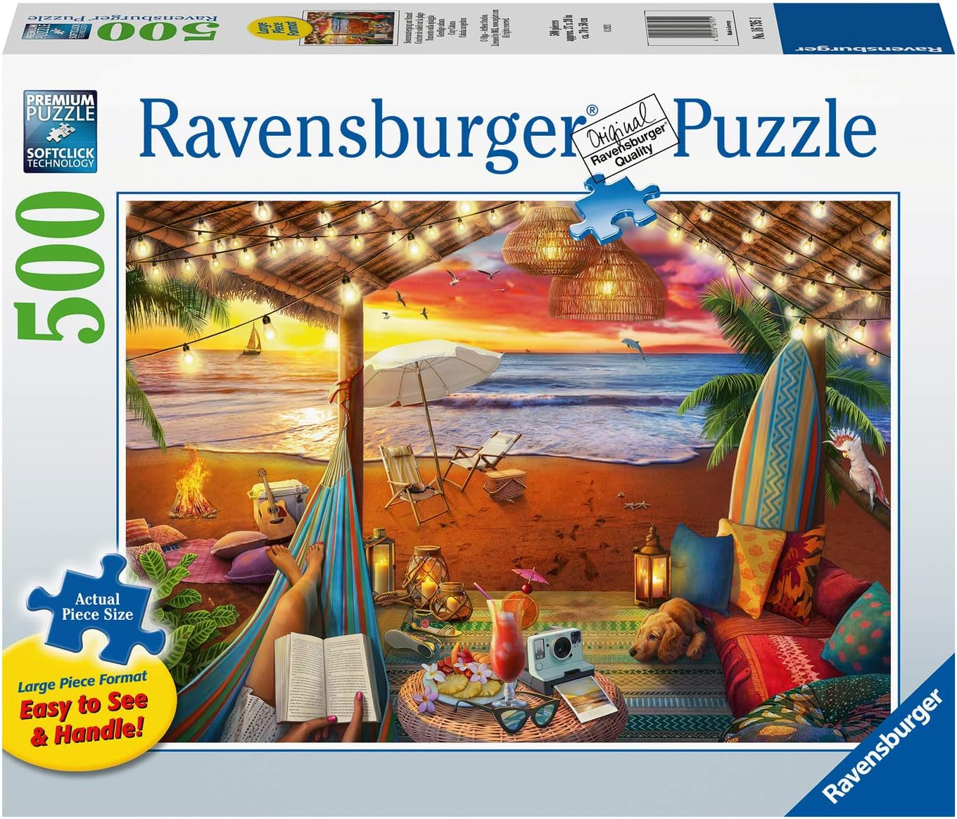 Ravensburger Puzzle 16795 - Sunset on the Beach - 500-bitars pussel för vuxna och barn 10+ med större pusselbitar [Exklusivt på Amazon] Puzzle Naty Shop