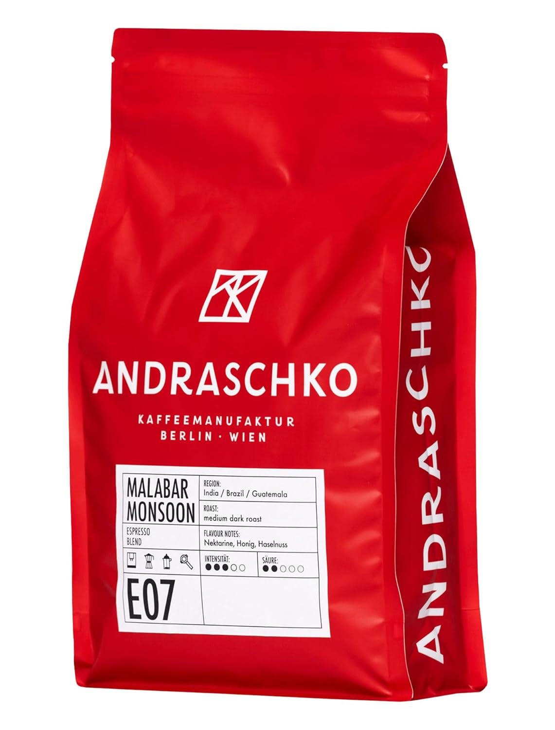 Malabar Monsoon Espresso Blend - 100 % Arabica aus Indien, Brasilien & Guatemala - säurearm & ausgefungen mit Nektarine, Honig & Haselnuss - ganze Bohnen, medium mörk rost - 1 kg