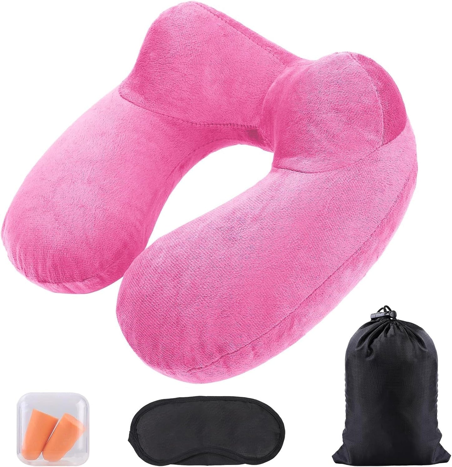 Aiqinu uppblåsbar nackkudde resekudde, kompakt uppblåsbar snabb nackkudde med tvättbart kuddfodral för resor med bil, flygplan, tåg, kontor, familjekuddar Naty Shop Pink