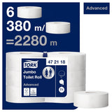 Toalettpapper Tork Jumbo White T1, Advanced, 2 lager, 6 × 380 M, 472118