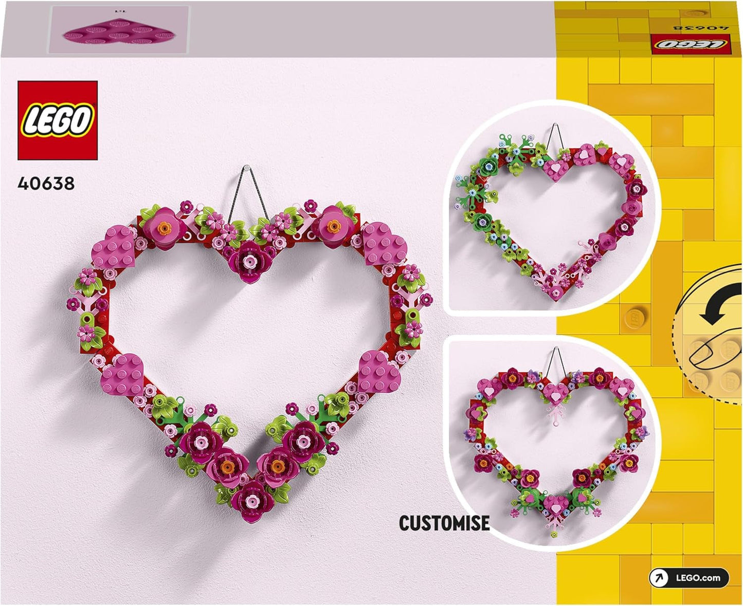 LEGO hjärtdekorationsset, byggleksak för barn, tjejer och pojkar från 9 år, barnrumsdekorationer eller väggtillbehör, presentidé till alla hjärtans dag, mors dag eller födelsedag 40638 Byggset Beuche den LEGO-Store