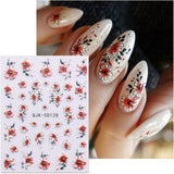 JMEOWIO 3D Nagelsticker Blumen Nail Art Sticker Selbstklebend Nagelaufkleber 5D Stereoskopisk Frühling Sommer Dekoration Nageldesign Zubehör 4 Blatt