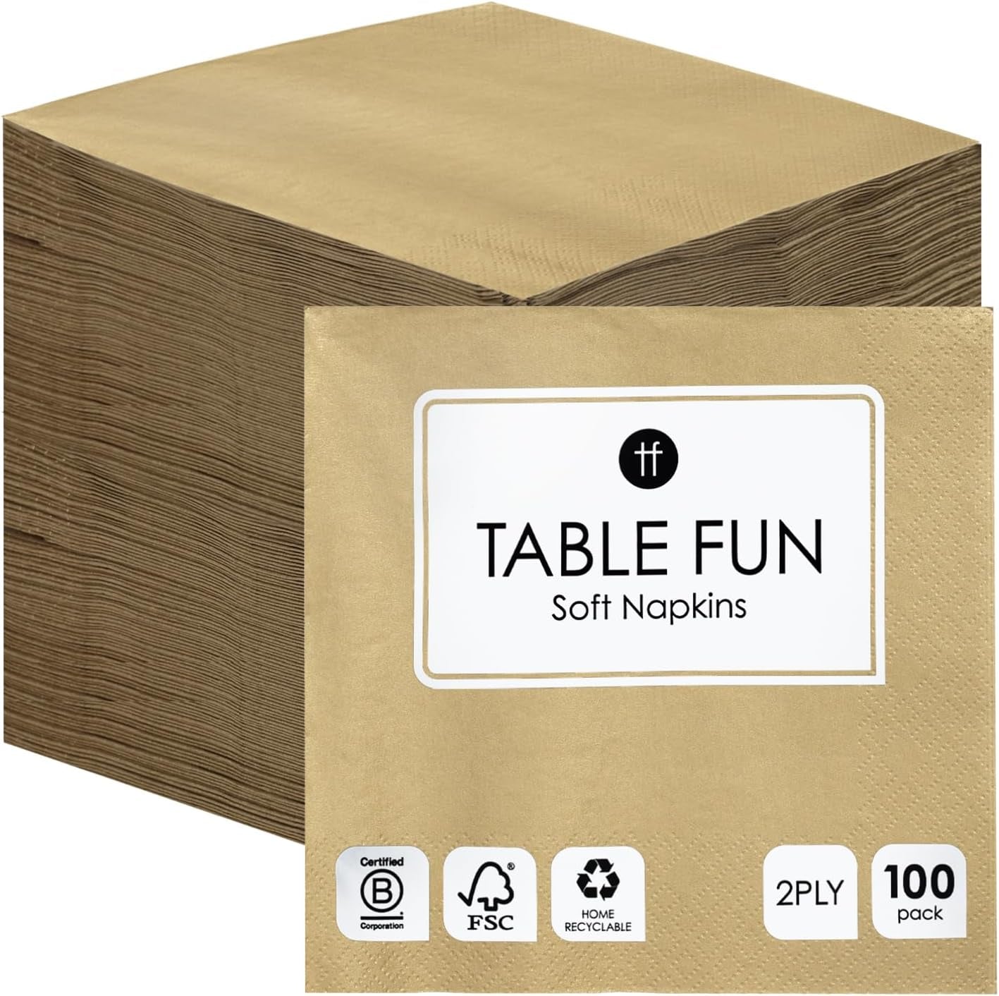 Table Kind 100 White Soft Napkins in Bulk, High Quality Napkins for Party, Catering and Daily Use, FSC, Sustainable and Recyclable, Made in EU | 2Ply | 33 cm