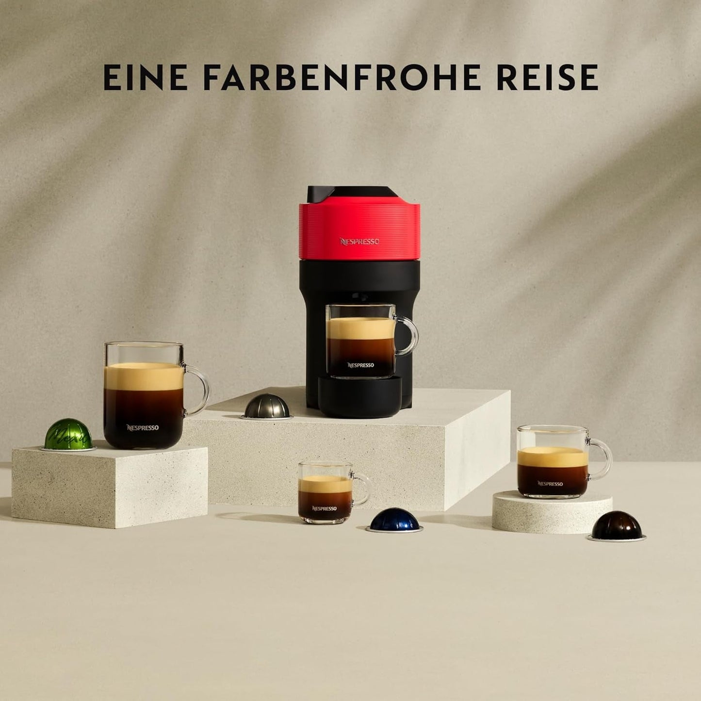 Espressomaskin med Nespresso Krups Vertuo Pop-kapslar, kapacitet: 560 ml, automatisk kapseligenkänning, one-touch-system, 4 koppstorlekar, förkortad uppvärmningstid, hållbar, Aqua Mint, XN9204