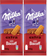 Milka Extra Biscoff Chocolate – Alpin mjölkchoklad med knapriga bitar av Lotus Biscoff-kex – 190g