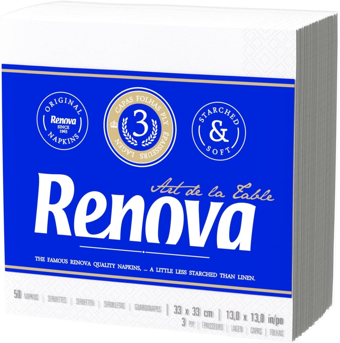 Renova pappersservetter, bordskonst, 50 premiumservetter, 3 lager