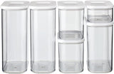 Mepal Set med 6 förvaringsburkar med lock - Rektangulära matbehållare - Köksarrangör i plast - Lufttäta förvaringsbehållare - 2x 2000ml, 2x 1000ml, 1x 1500ml & 1x 425ml - Vita matförvaringslådor Naty Shop
