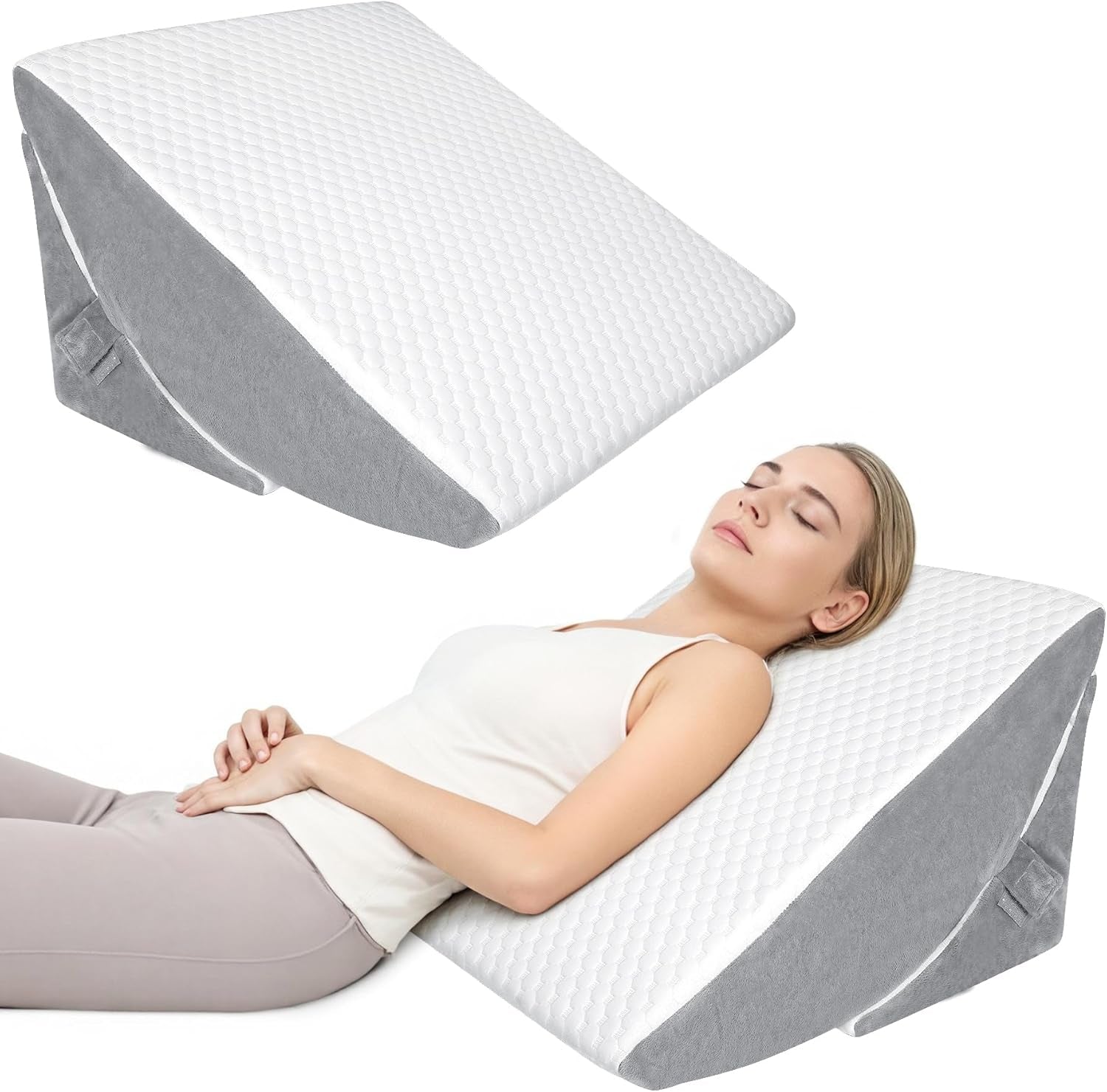 Justerbar kilkudde, läskudde av högdensitetsskum med nackrulle för säng och soffa, ergonomisk sängkil för sömnrefluxapné, benkudde, ryggkudde för läsning, spel eller tv-tittande