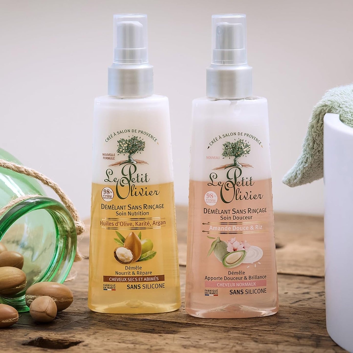 - Redskapande spray, vård, ingen sköljning och silikon, oliv-, shea- och arganoljor, reds ut, reparerar och ger näring - torrt och skadat hår - 150 ml hårborttagningsprodukter Naty Shop