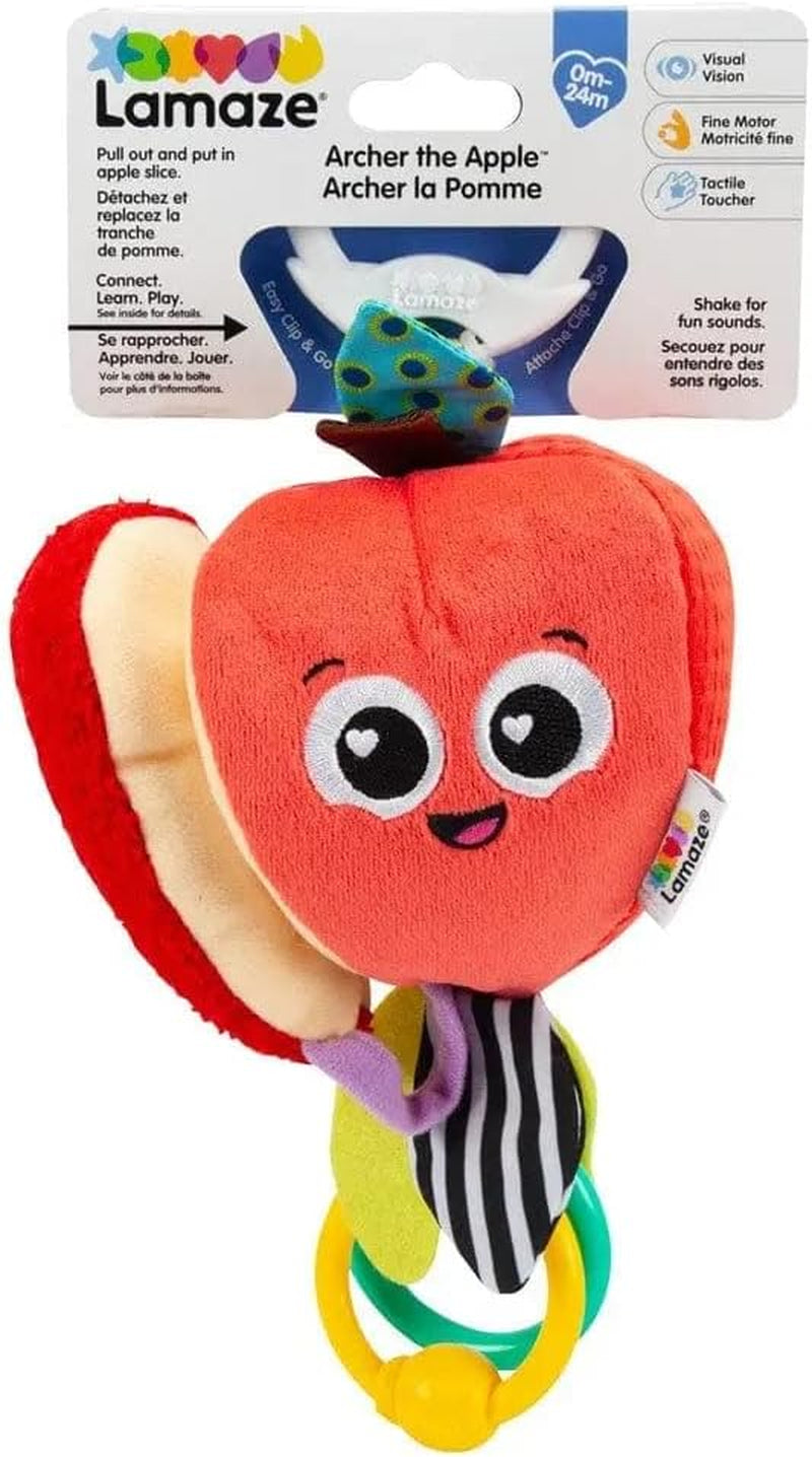 LAMAZE Bea the Banana, Clip on barnvagn och barnvagn Newborn Toy, Baby Sensory Toy med färger och ljud, utvecklingsleksak för pojkar och flickor 0-24 månader, Yellow Baby Toys Naty Shop Albert, Apple
