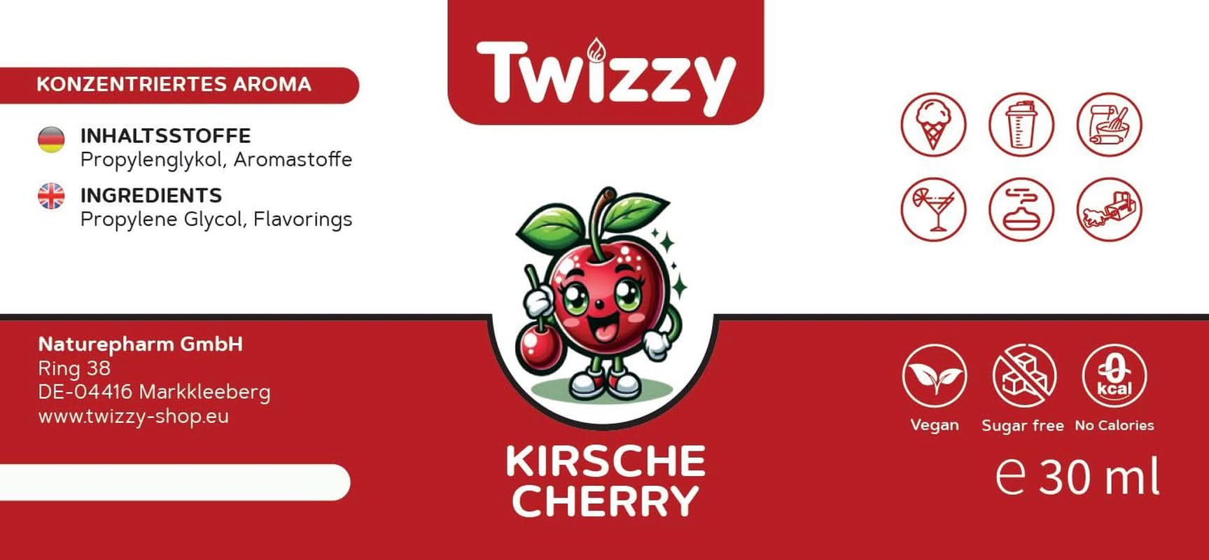 Twizzy, koncentrerad körsbärssmak, 30 ml Aromas Naty Shop