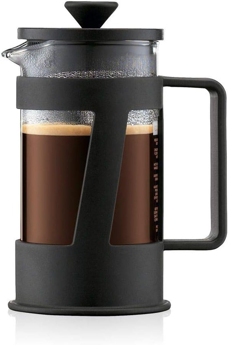 Bodum CREMA kaffebryggare (French Press-system, permanent filter i rostfritt stål, säkerhetslock, 0,5 liter) svart