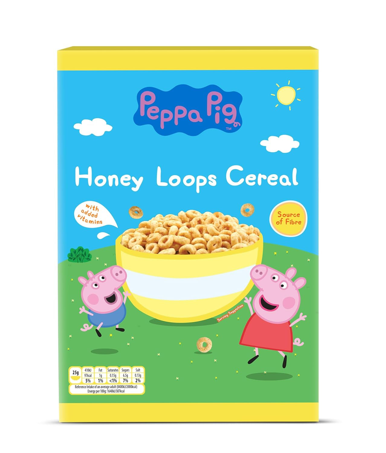 Hot Wheels Honey Loops Crunchy fullkornsfrukostflingor med tillsatta vitaminer, 1 förpackning (1 x 375 g)