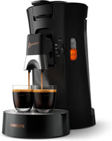 PHILIPS Senseo Select kapselespressomaskin med val av kaffeintensitet och minnesfunktion, tillverkad av återvunnen plast, färg: svart (CSA240/60)