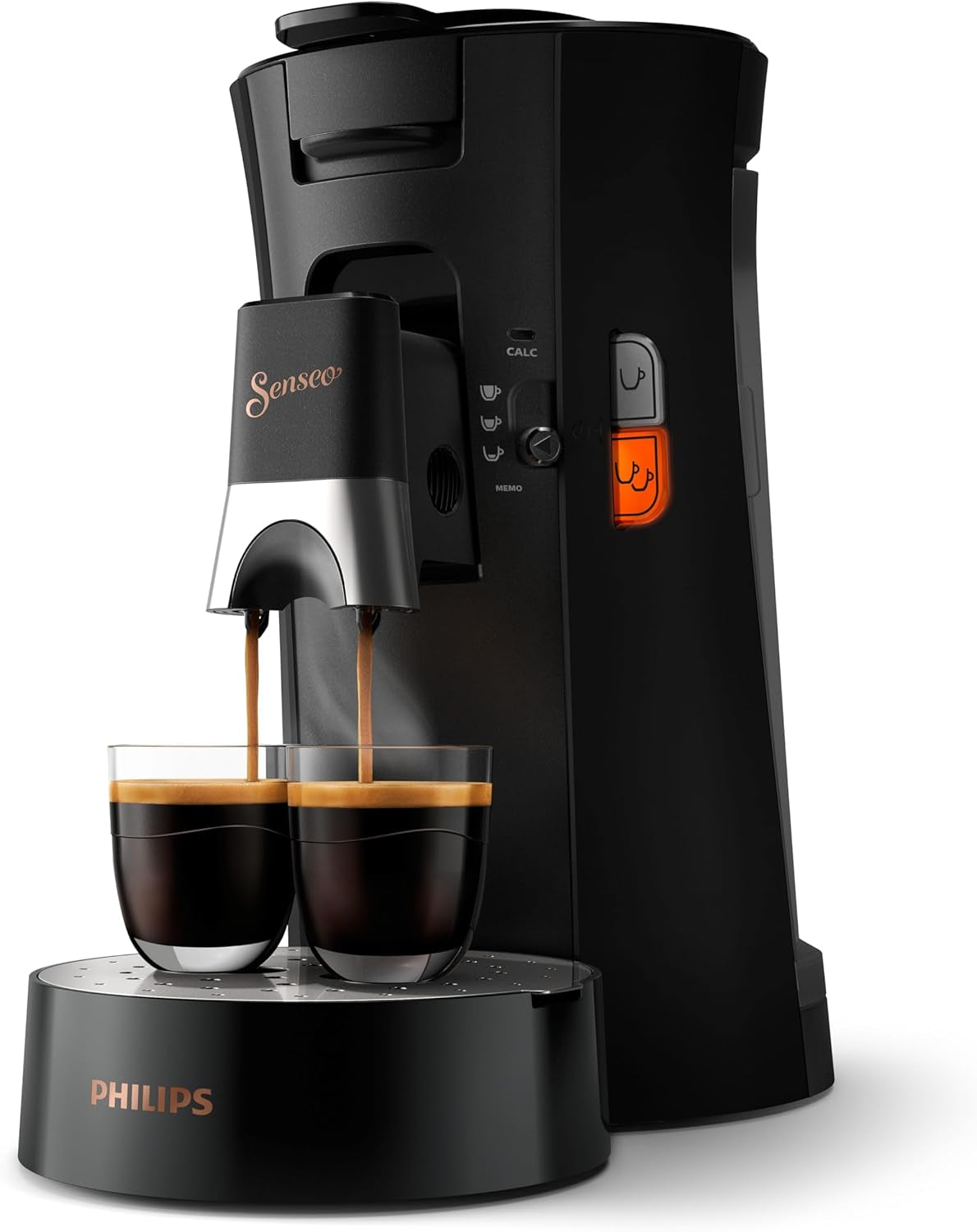 PHILIPS Senseo Select kapselespressomaskin med val av kaffeintensitet och minnesfunktion, tillverkad av återvunnen plast, färg: svart (CSA240/60)