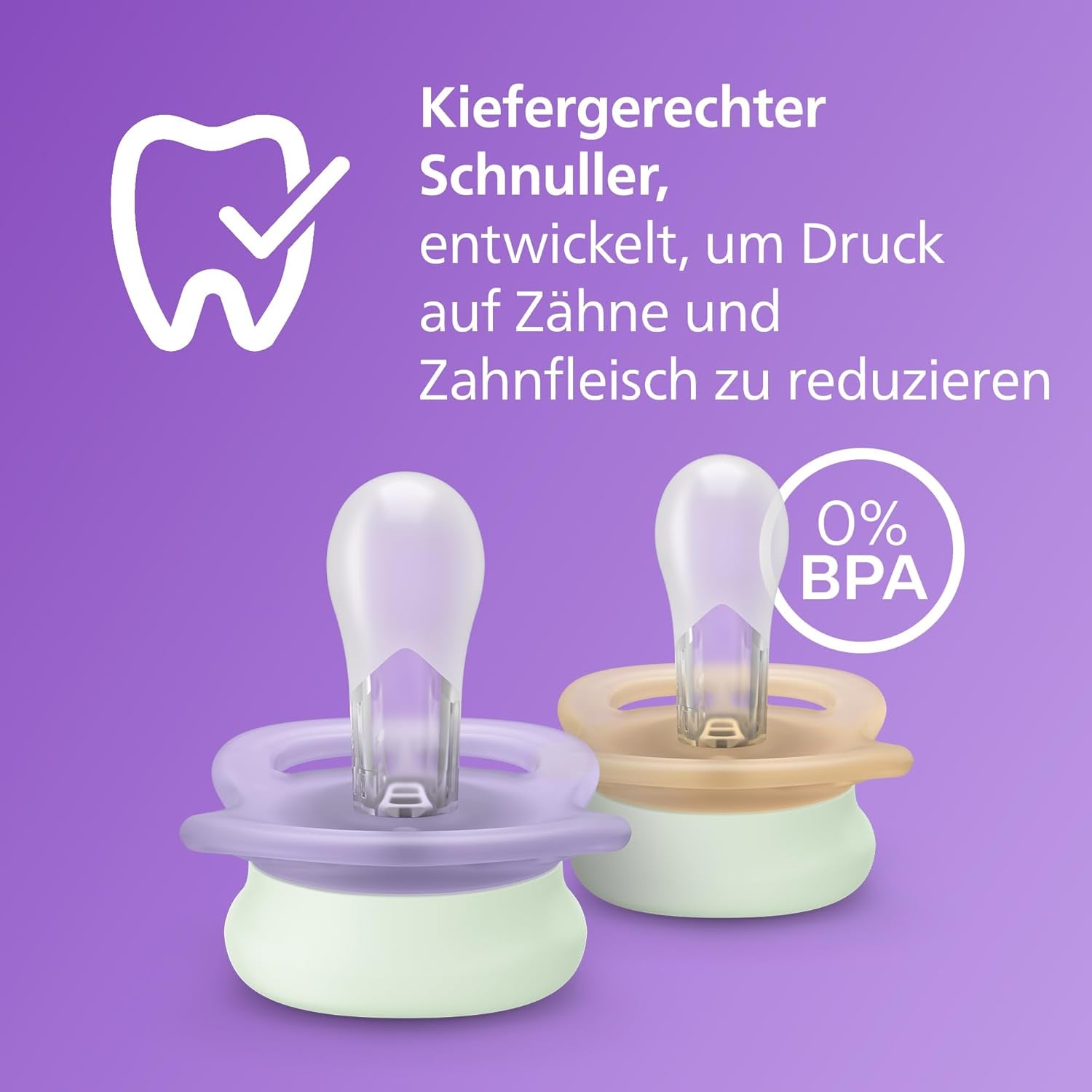 Philips AVENT Ultra Start nattnapp, ortodontisk napp för nyfödda, Glow in the Dark, BPA-fri, med steriliseringsbehållare, Twin Pack, Moon, Star, SCF075/07