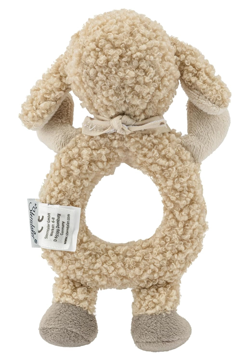 Flocke Sheep Sterntaler Catch Toy - leksak för motorisk aktivitet för att skramla, röra och leka - plyschleksak för bebisar och barn med rattlaren som en lojal vän - babyleksak gjord av mjukt, sandfärgat tyg Babyleksaker Naty Shop