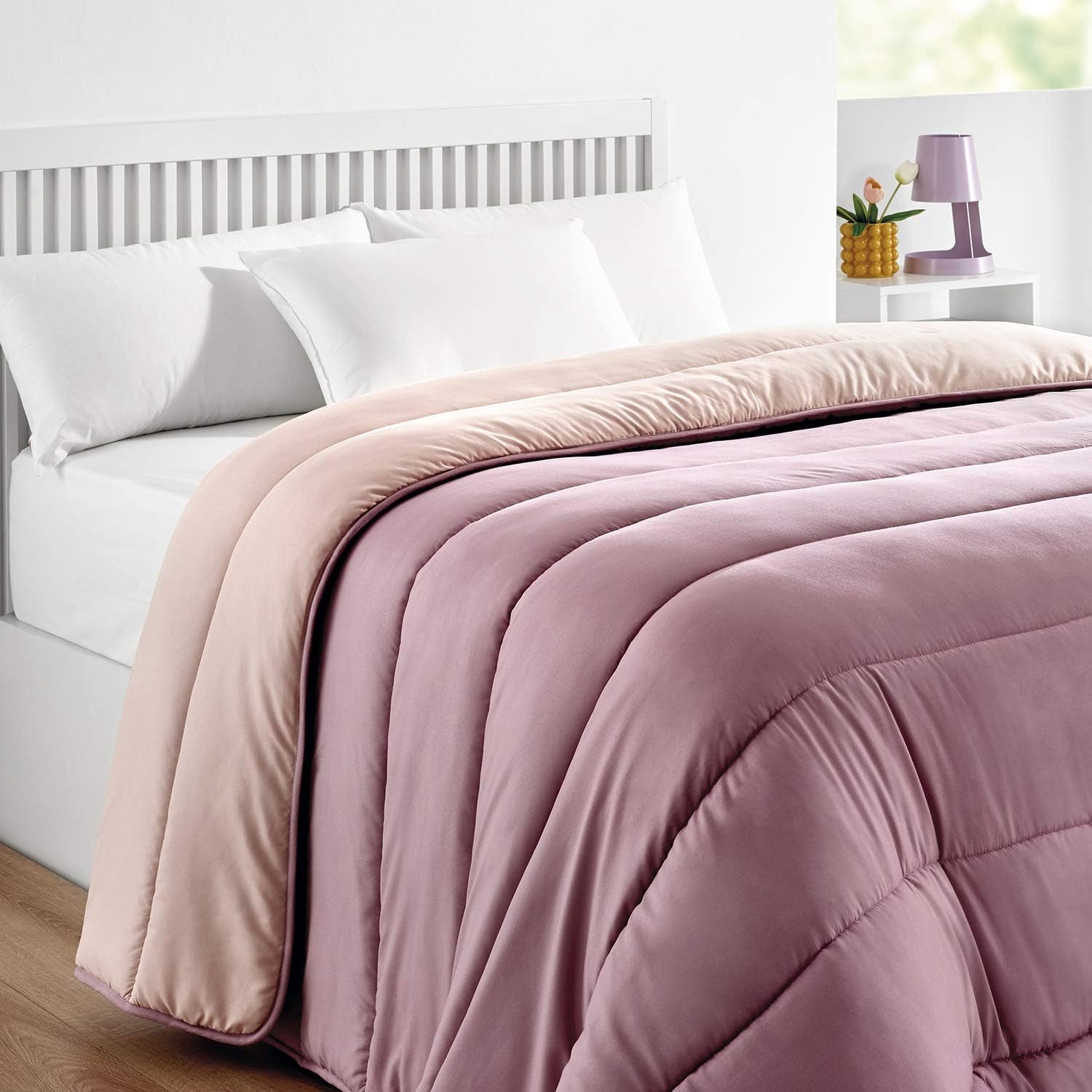 Pikolin Home - Vändbart täcke 300 G - Tvåfärgad nordisk fyllning - För säng 90 - bekväm, varm, andas, grön, 150 X 220 cm Täcken och täcken Naty Shop