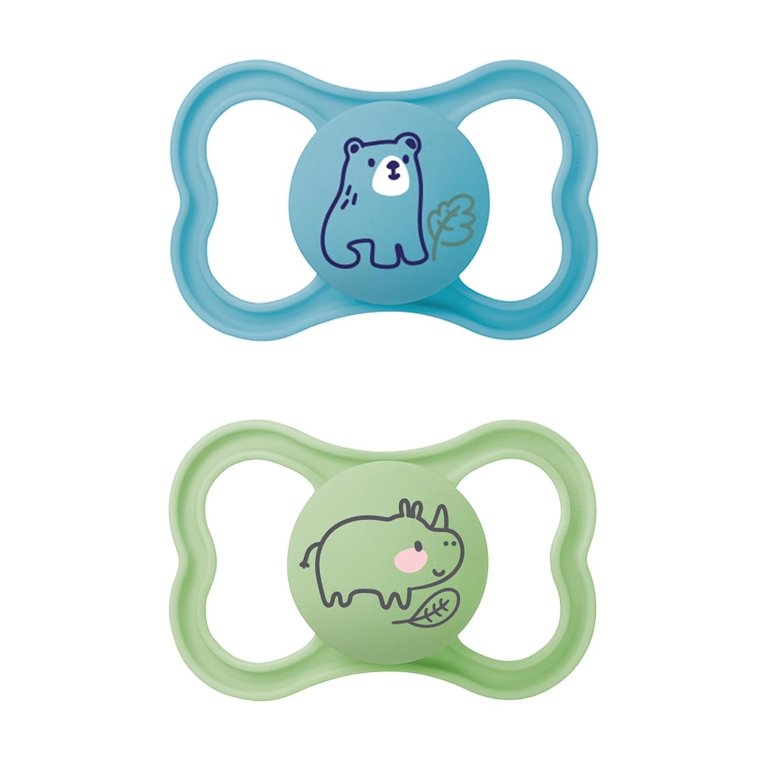 MAM Air Silikonnappar 2-pack Extra lätt och luftig design Tandvänlig bebisnapp Tillverkad av MAM SkinSoft Special Silikon med Napplåda 6-16 Månader Bear/Rhino