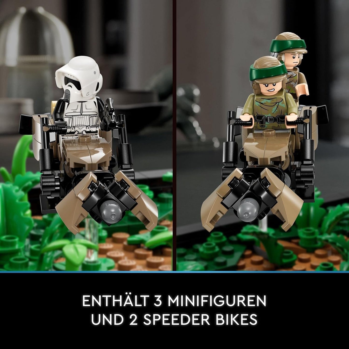 LEGO 75353 Star Wars Pursuit on Endor - Diorama Set, Return of the Jedi med Luke Skywalker, Princess Leia & Scout Trooper and Speeder Bikes, 40-årsjubileum Byggset Besuche den LEGO-Store