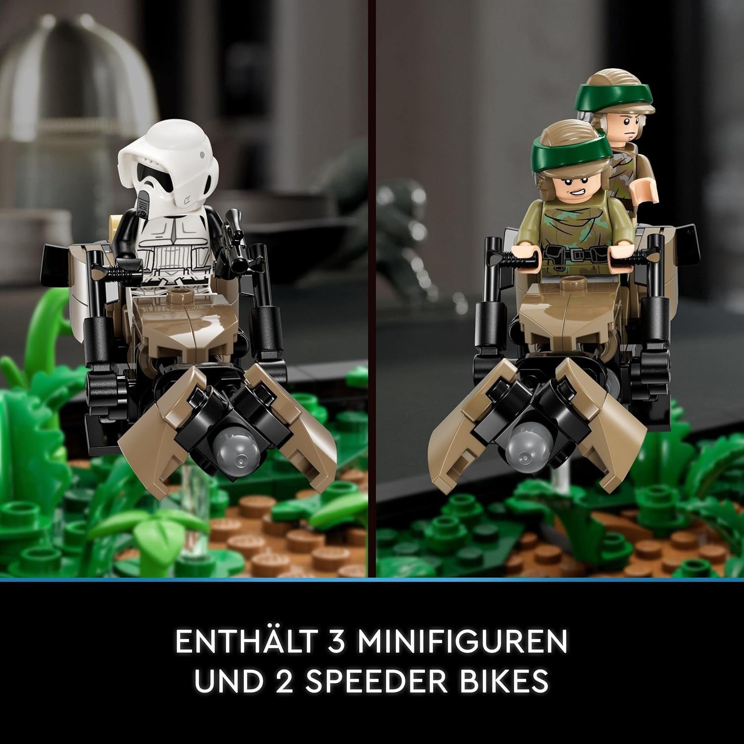 LEGO 75353 Star Wars Pursuit on Endor - Diorama Set, Return of the Jedi med Luke Skywalker, Princess Leia & Scout Trooper and Speeder Bikes, 40-årsjubileum Byggset Besuche den LEGO-Store