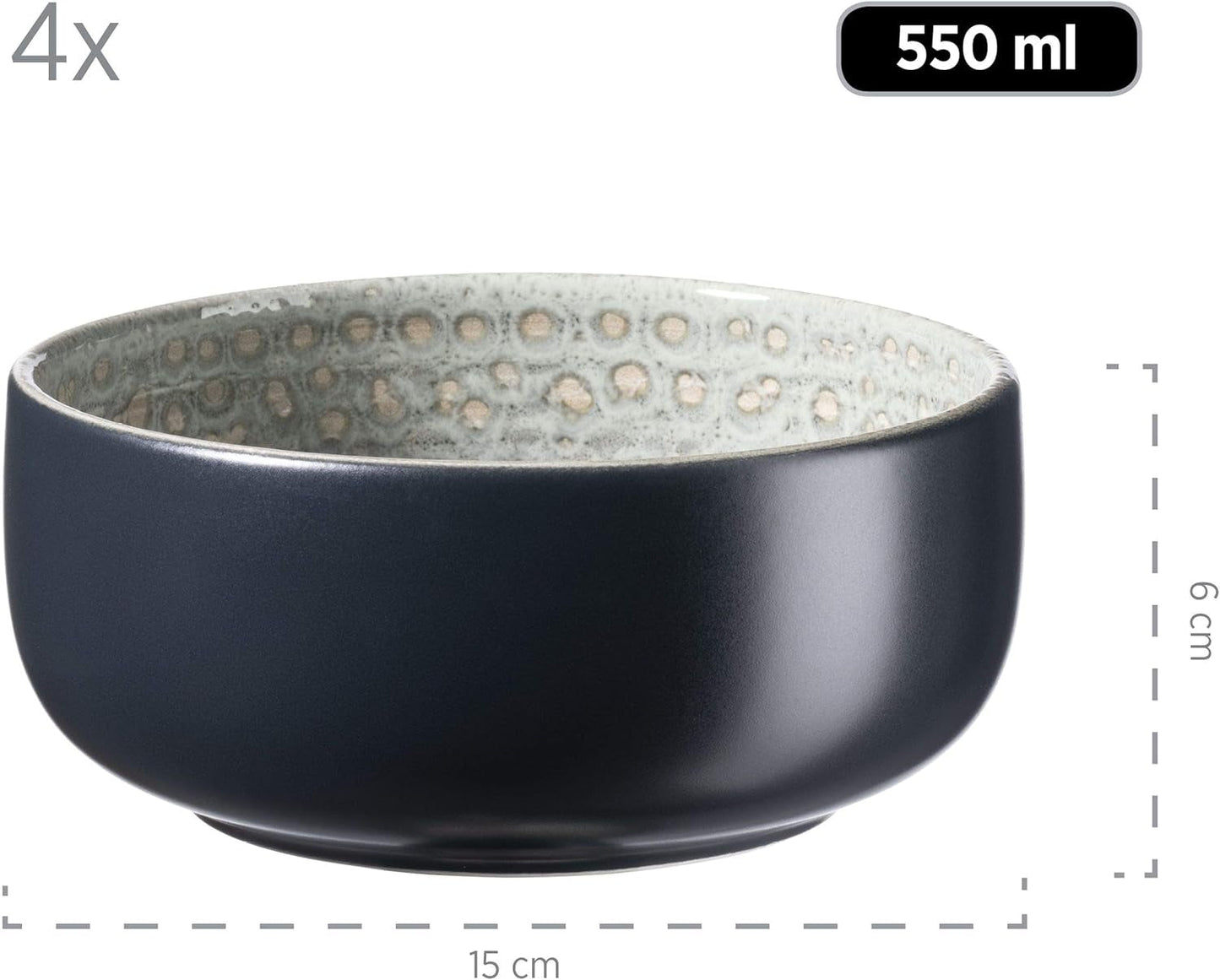 MÄSER 931744 Spicy Market Series, handmålade servisset för 4 i vintage medelhavsdesign, 16-delat keramikkombinationsset, grönt, stengods