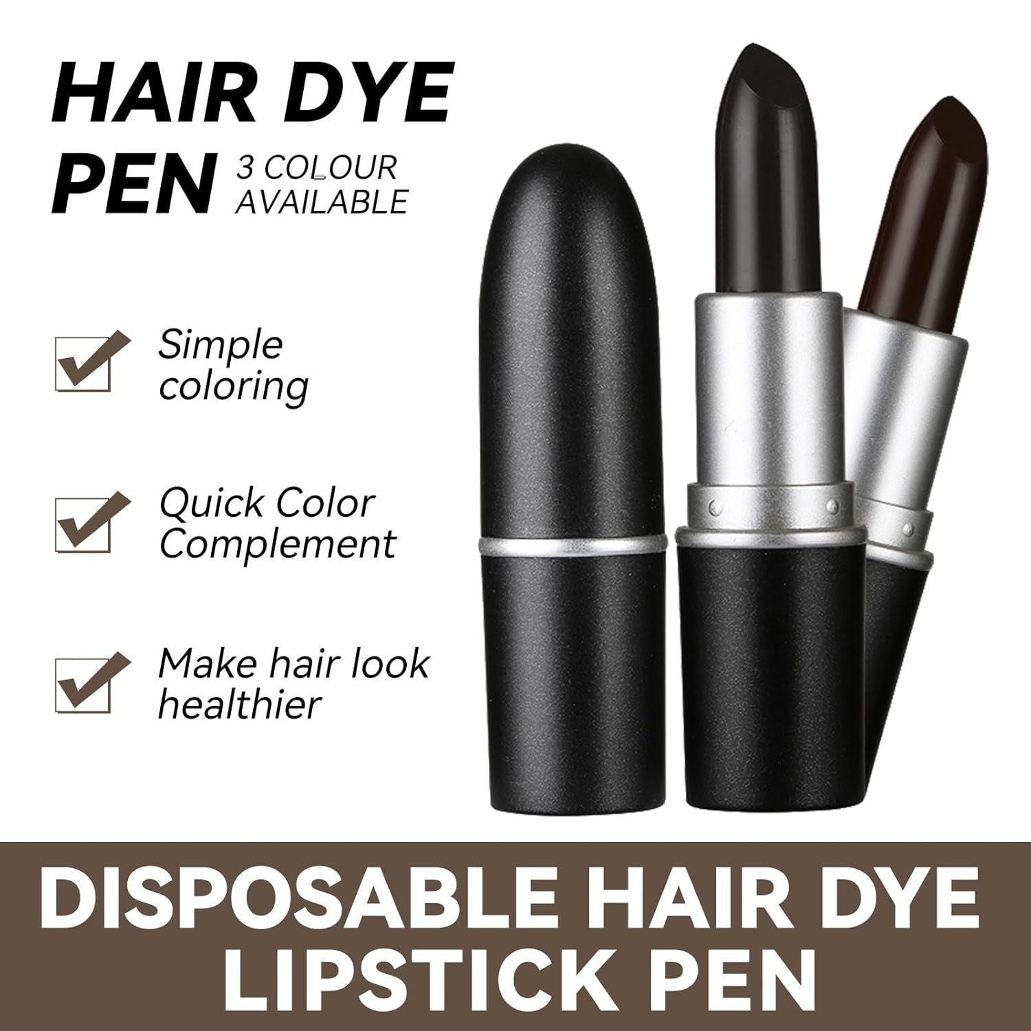 Hårfärgsstift Tillfällig hårfärg Läppstift Hårfärgning, Tillfällig läppstift Hårfärgning Vit färg Hårskydd DIY Makeup Stick Hårfärgning Svart Brun Hårfärgning Naty Shop