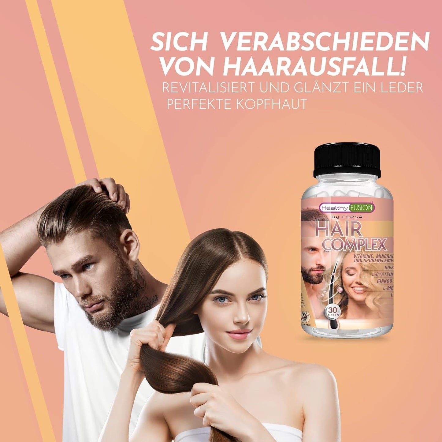 Healthy Fusion Haircomplex, effektiv mot håravfall, 30 kapslar Hårvård Naty Shop